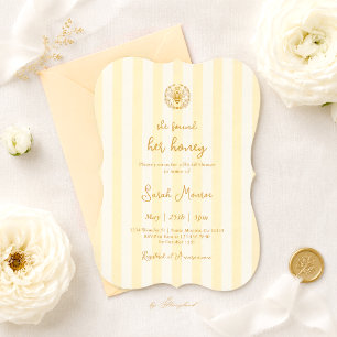 Invitation Elle a Trouvé Sa Lune de Miel Jaune Rayures Baby S