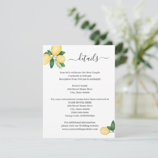 Invitation Elle A Trouvé Sa Main Squeeze Lemons insert card (Debout devant)