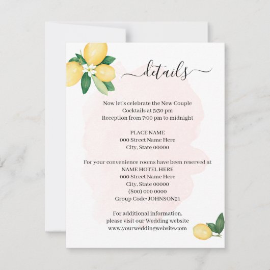 Invitation Elle A Trouvé Sa Main Squeeze Lemons insert card (Devant)