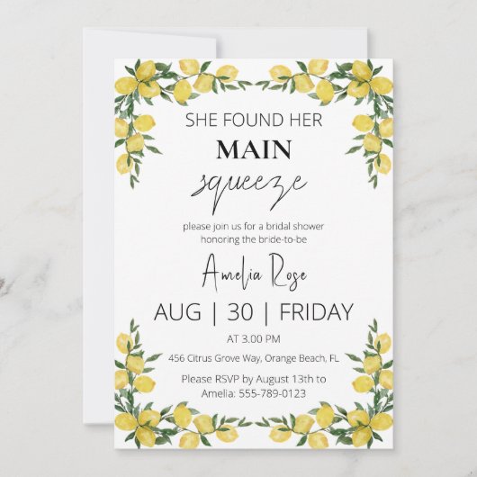 Invitation elle a trouvé sa principale douche de nuptiale (Devant)