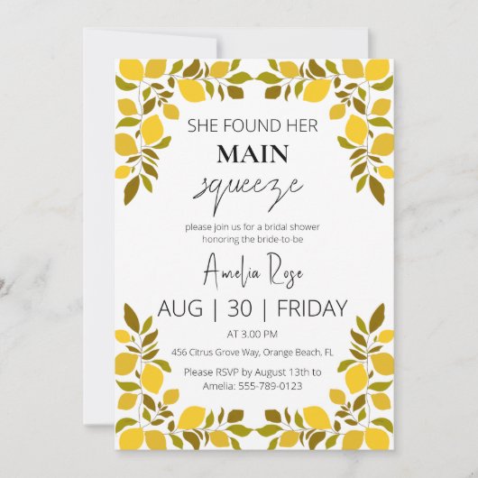 Invitation elle a trouvé sa principale douche de nuptiale (Devant)