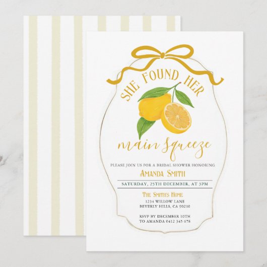 Invitation Elle a trouvé sa principale douche nuptiale au cit (Devant / Derrière)