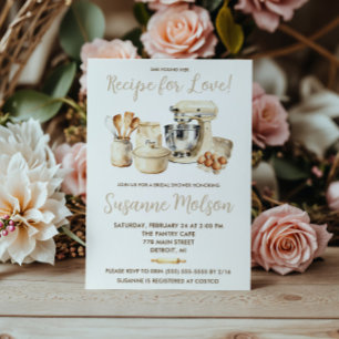 Invitation Elle a trouvé sa recette d'amour ! Fête de douche 