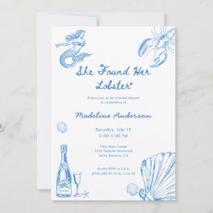 Invitation Elle a Trouvé Sa Robe de Mariée Thème Lobster Coas
