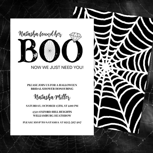 Invitation Elle A Trouvé Son Boo Black Halloween Fête des mar
