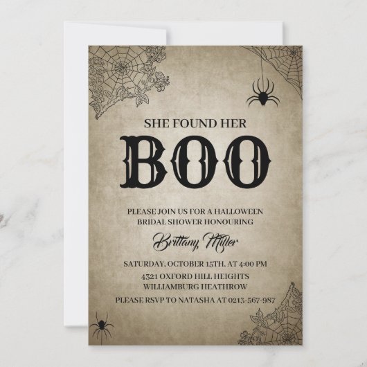 Invitation Elle A Trouvé Son Boo Rustique Fête des mariées Ha (Devant)
