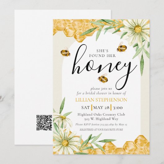 Invitation Elle a Trouvé Son Code QR de Réception de Mariage  (Devant / Derrière)