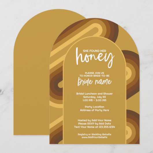 Invitation Elle A Trouvé Son Miel - Fête des mariées Rétro St (Devant / Derrière)