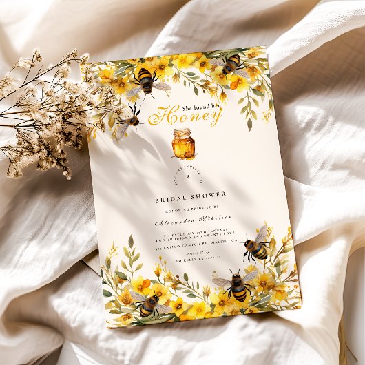 Invitation Elle A Trouvé Son Miel Fête des mariées Rustique