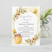 Invitation Elle A Trouvé Son Miel Floral Bee Fête des mariées (Debout devant)