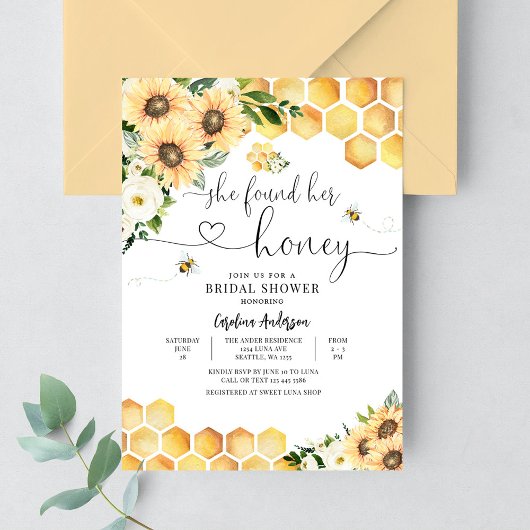 Invitation Elle A Trouvé Son Miel Rustique Wedding shower De 
