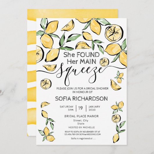 Invitation Elle a trouvé son principal citron BOHO SUMMER Inv (Devant / Derrière)