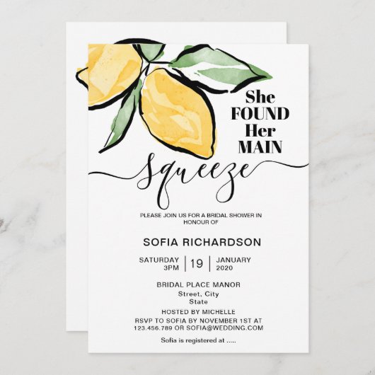 Invitation Elle a trouvé son principal citron serré BOHO SUMM (Devant / Derrière)