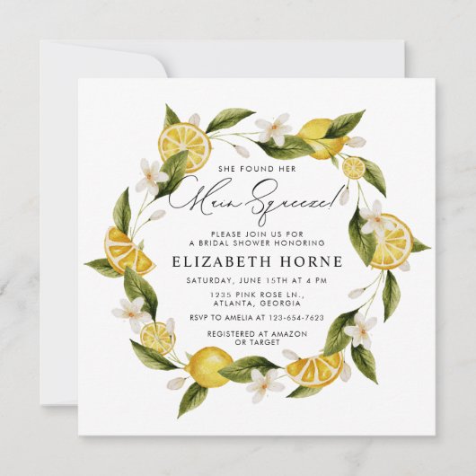 Invitation Elle A Trouvé Son Principal Squeeze Lemon Bridal P (Devant)