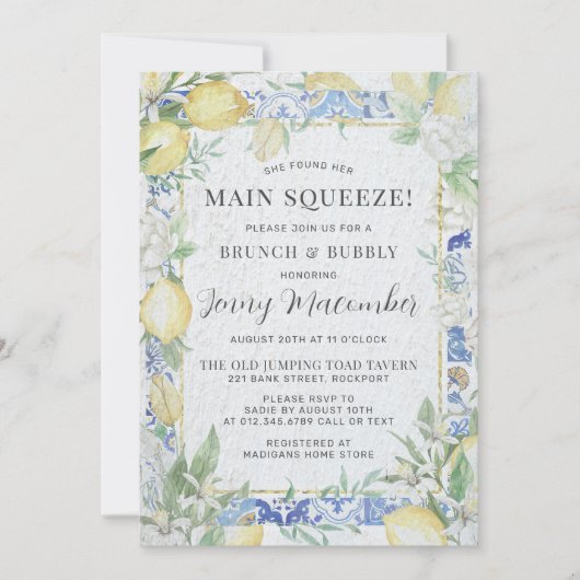 Invitation Elle A Trouvé Son Principal Squeeze Lemon Brunch & (Devant)