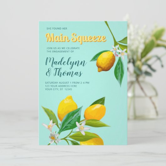 Invitation Elle A Trouvé Son Principal Squeeze Lemon Engageme (Debout devant)
