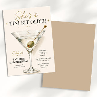 Invitation Elle a un peu vieilli Martini Anniversaire