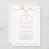 Invitation Elle attache la Fête des mariées Knot Pink Bow (Devant)
