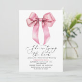 Invitation Elle attache le noeud Pink Bow Bridal (Debout devant)