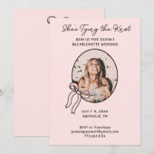 Invitation Elle Attache le Nœud Rubans & Bébés Enterrement de (Devant / Derrière)