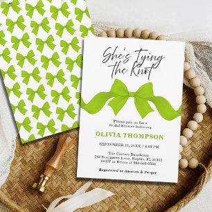 Invitation Elle Attache le Nœud Vert Citron de la Fête de Mar