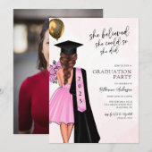 Invitation Elle Croyait Qu'Elle Pourrait Faire La Fête De La  (Devant / Derrière)