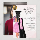 Invitation Elle Croyait Qu'Elle Pourrait Faire La Fête De La  (Devant / Derrière)