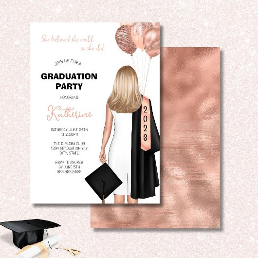 Invitation Elle Croyait Qu'Elle Pourrait Fête De Diplôme De F