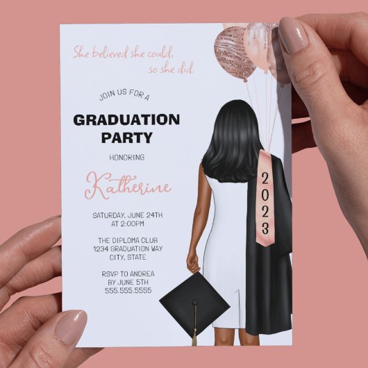Invitation Elle Croyait Qu'Elle Pourrait Fête De Diplôme De F