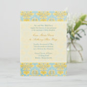 Invitation Elle Damask Light Blue Mariage initiation (Debout devant)