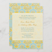 Invitation Elle Damask Light Blue Mariage initiation (Devant / Derrière)