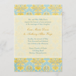 Invitation Elle Damask Light Blue Mariage initiation