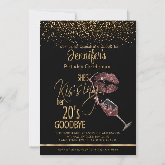 Invitation Elle embrasse ses 20's Goodbye - Anniversaire (Devant)