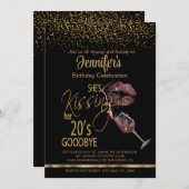 Invitation Elle embrasse ses 20's Goodbye - Anniversaire (Devant / Derrière)