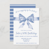 Invitation Elle enlève la quarantaine ! Anniversaire de Blue  (Devant / Derrière)