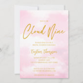 Invitation Elle est dans le nuage neuf nuptiale rose et or (Devant)