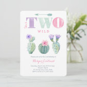 Invitation Elle est DEUX Fille sauvage Deuxième fête de Cactu (Debout devant)