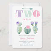 Invitation Elle est DEUX Fille sauvage Deuxième fête de Cactu (Devant)