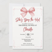 Invitation elle est en train de nouer la douche nuptiale rose (Devant)