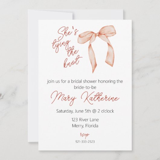 Invitation Elle est en train de nouer la Fête des mariées (Devant)