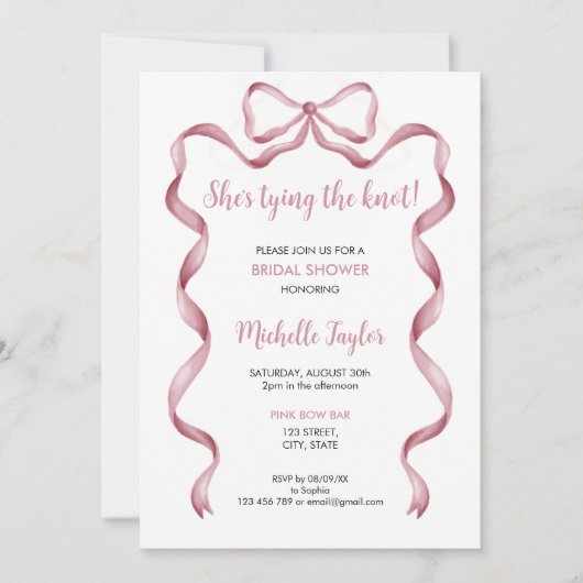 Invitation Elle est en train de nouer la Fête des mariées de  (Devant)