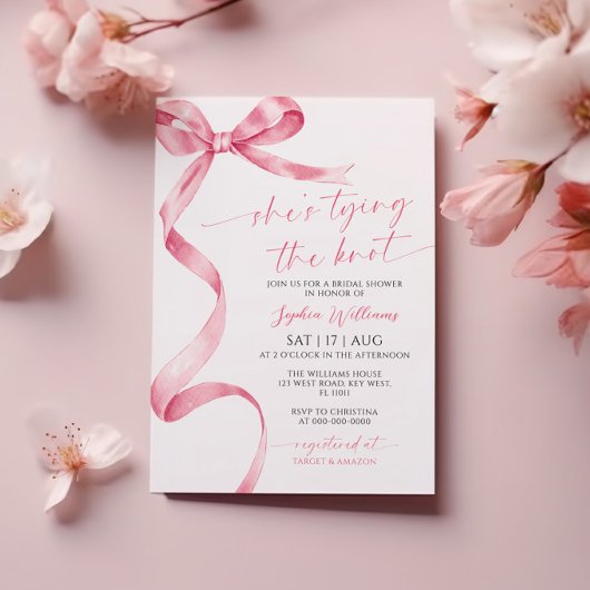 Invitation Elle est en train de nouer la Fête des mariées de 