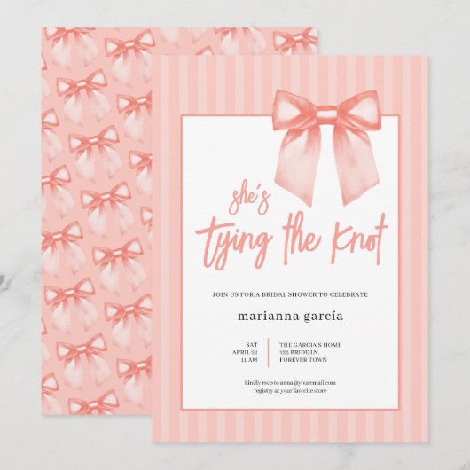 Invitation Elle est en train de nouer la Fête des mariées du (Devant / Derrière)