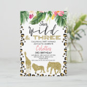 Invitation Elle est folle et trois Safari, 3e anniversaire (Debout devant)