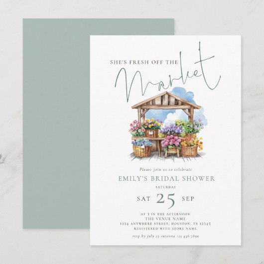 Invitation Elle est fraîche de la Fête des mariées du marché (Devant / Derrière)