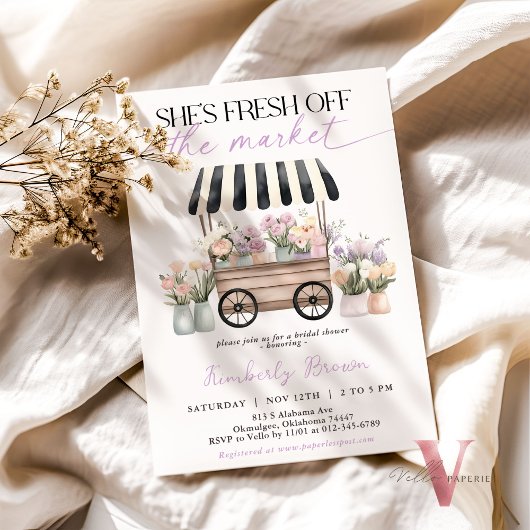 Invitation Elle est fraîche hors du marché Fête des mariées v