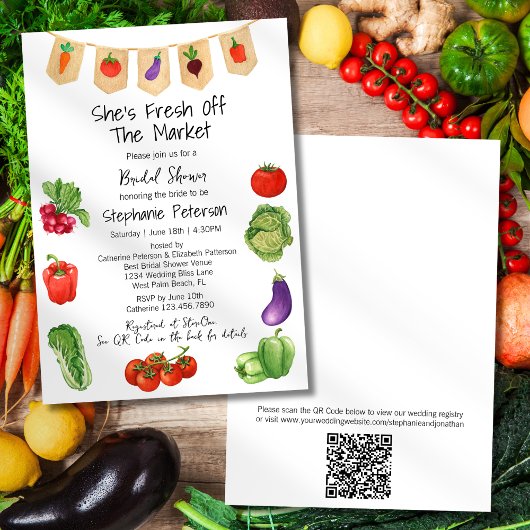 Invitation Elle est fraîche hors du marché QR Code Fête des m