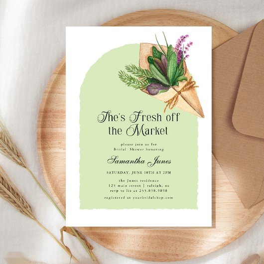 Invitation Elle est fraîche sortie du marché douche de mariée