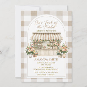 Invitation Elle est fraîchement arrivée sur le marché Gingham