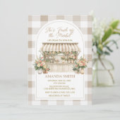 Invitation Elle est fraîchement arrivée sur le marché Gingham (Debout devant)